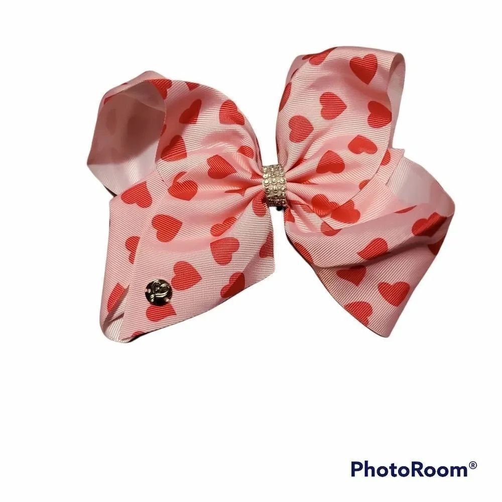 Pink Heart Fabric Bow